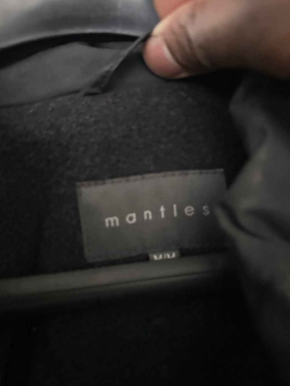 Men's Black Pea Coat - Wool-Blend Overcoat by Mantles - Picture 5 of 5